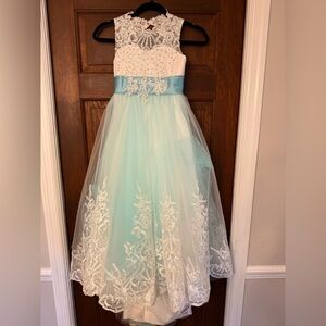 Elegant Blue and White Kids Dress